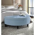 Chic Home FON2599 Kelly Linen Modern Contemporary Tufted Half Moon Storage Ottoman, Blue FON2599-US